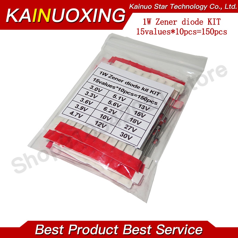 15values10pcs150pcs 1w Zener Diode Kit Do 41 3v 30v Component Diy Kit New And Laserse 