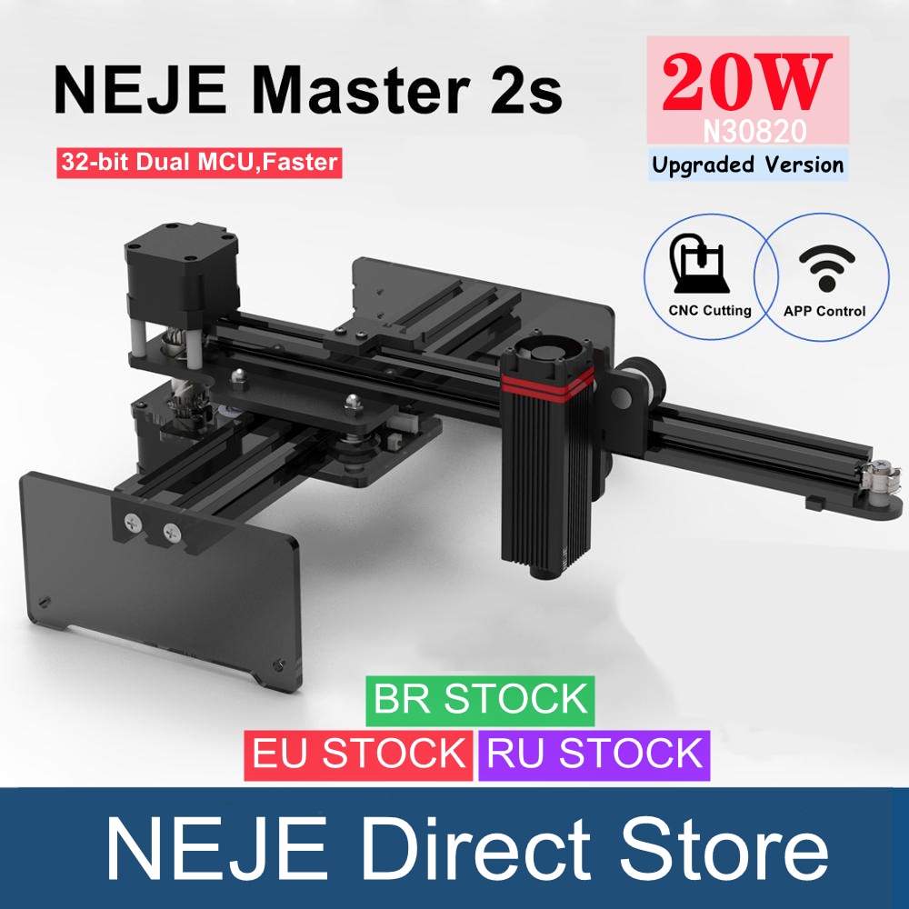 Neje Master 2s 20w N30820 Cnc Laser Wood Cutter Engraver Cutting Machine Printer Mark Tool With 9615