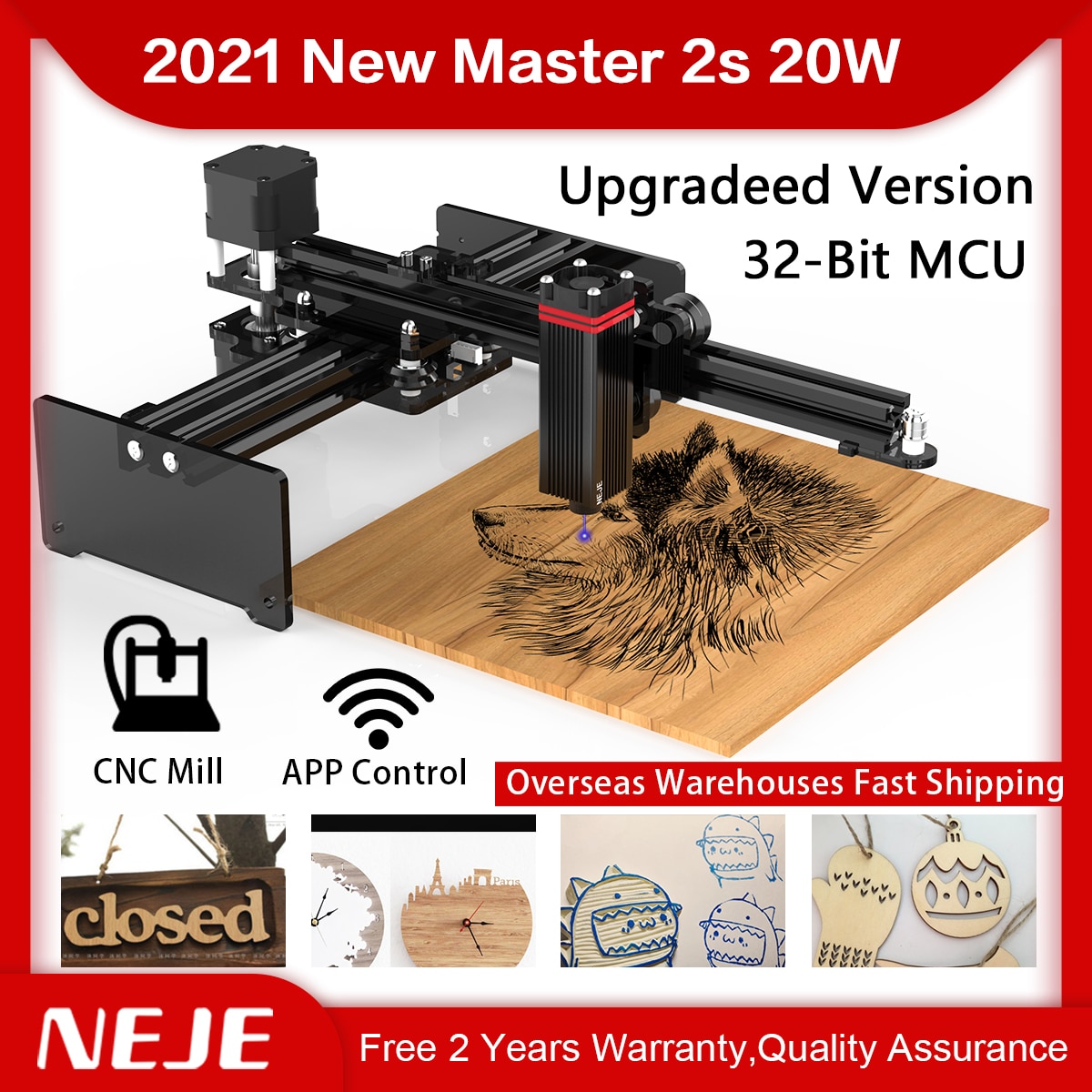 Neje Master 2s 20w Cnc Desktop Wireless Laser Engraver Printer With 32bit Mainboardcutterwood 5669