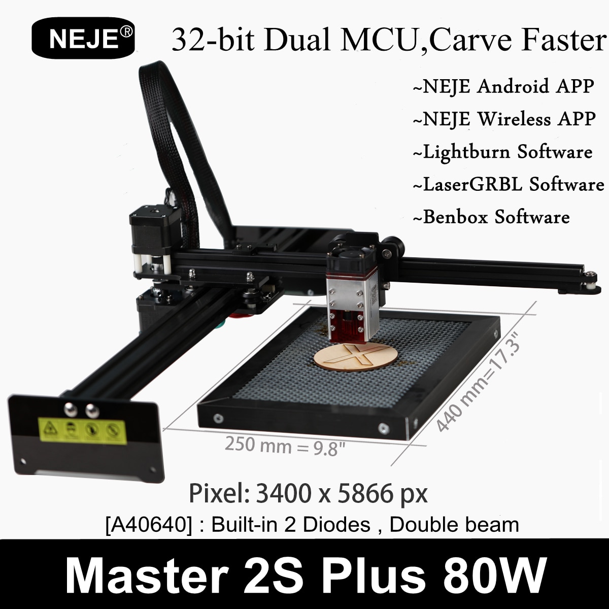 Neje Master 2s Plus 80w Cnc Laser Wood Engraver Cutter Cutting Engraving Machine For Mdfmetal 1984